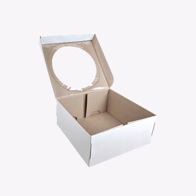 Коробка для торта, чизкейка, пирога 230*230*100 белая с окном Коробка для торта, чизкейка, пирога 230*230*100 белая с окном