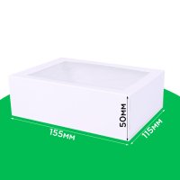 Коробка для 12 макаронів, біла з вікном 155*115*50 з крейдованого картону