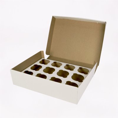 Коробка для 12 капкейков, белая, 320*240*80 из микрогофрокартона