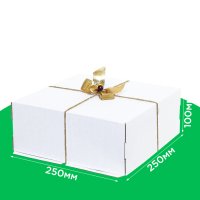 Коробка для торта, чизкейка, пирога 250*250*100 белая Коробка для торта, чизкейка, пирога 250*250*100 белая