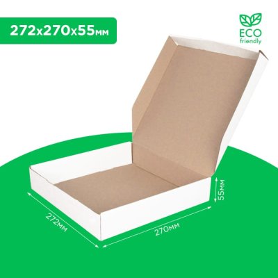 Коробка для торта, чизкейка, пирога 272*270*55 белая. GFR