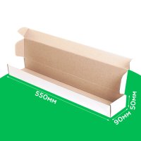 Тубус картонний прямокутний 550*90*50 білий. GFR